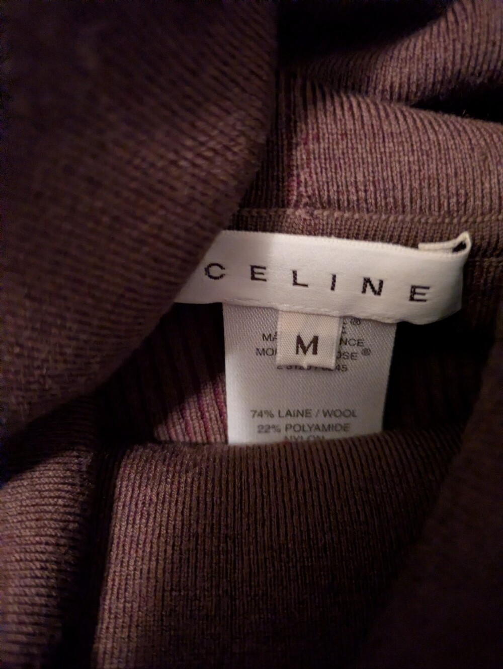 Celine Wool Ribbed Turtleneck M - Picture 3 of 9